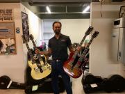 Greg Voros from Gruhns Guitars with 2 Gibson Doublenecks